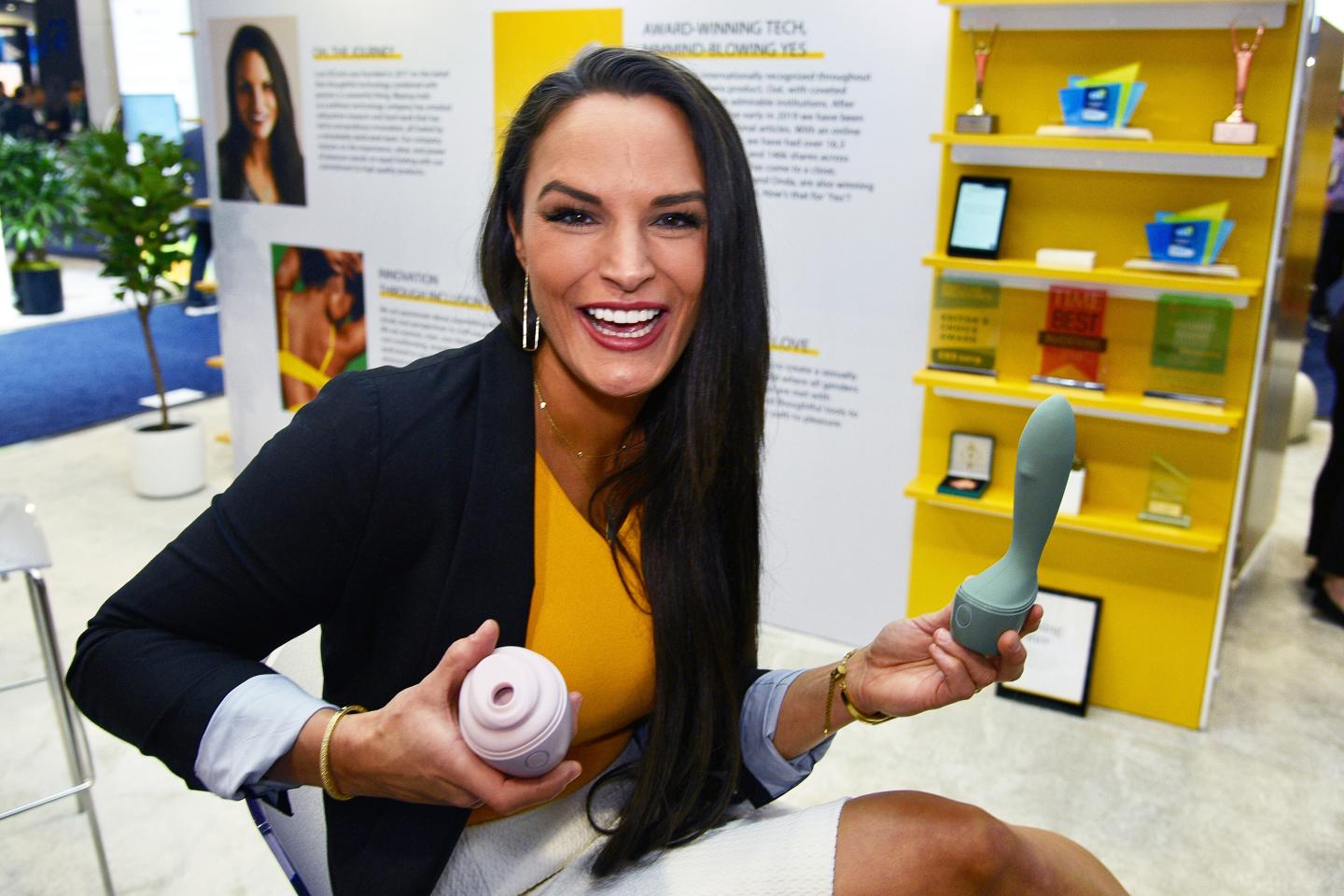 Lora Haddock DiCarlo, Founder and CEO of Lora DiCarlo at CES with robotic pleasure devices, January 7, 2020 in Las Vegas, Nevada.