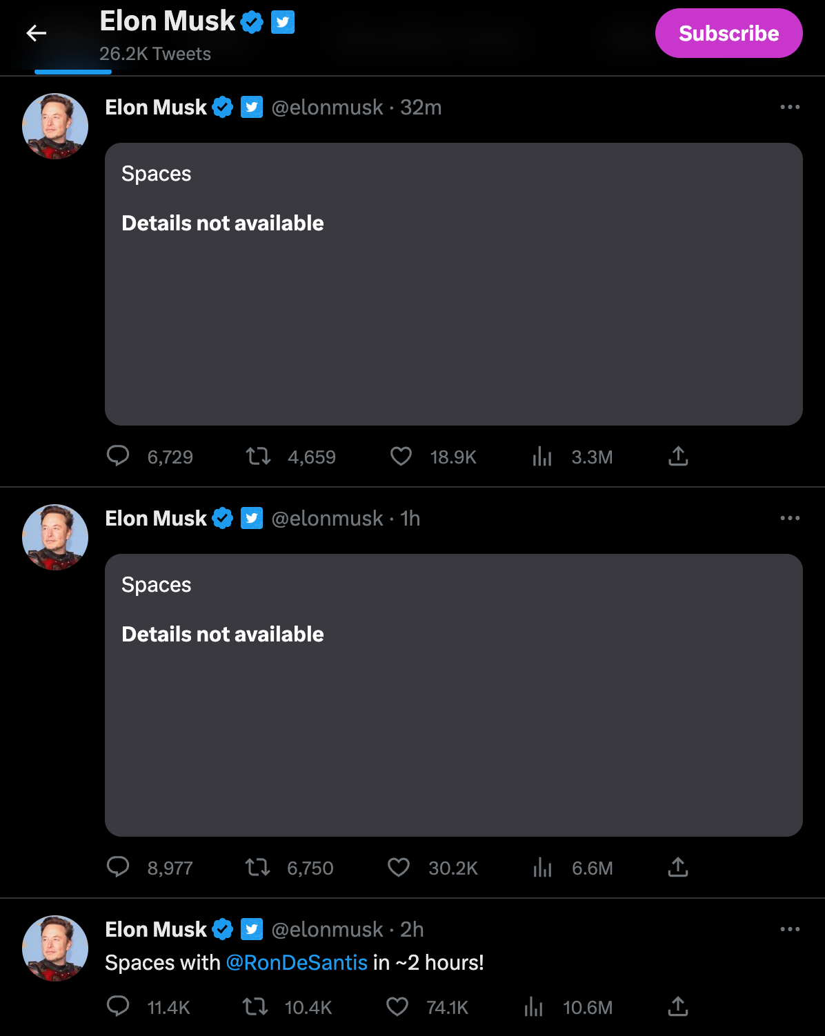 Buggy Twitter Space shows unavailable.