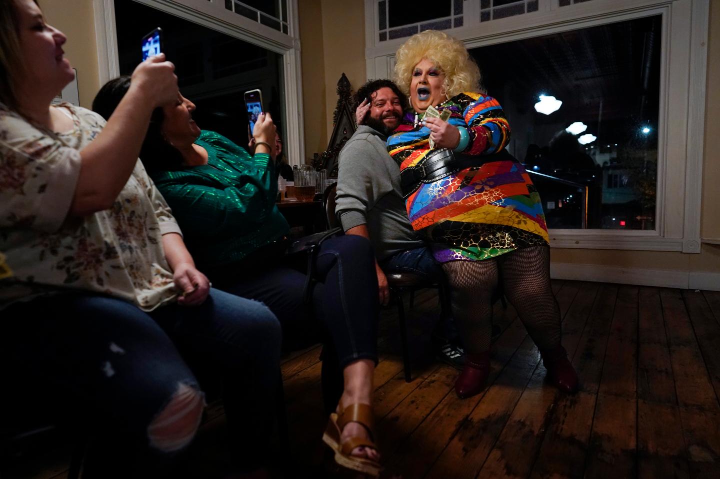Drag queen Alexus Daniels lip-syncs to "Heart of Glass" by Blondie.