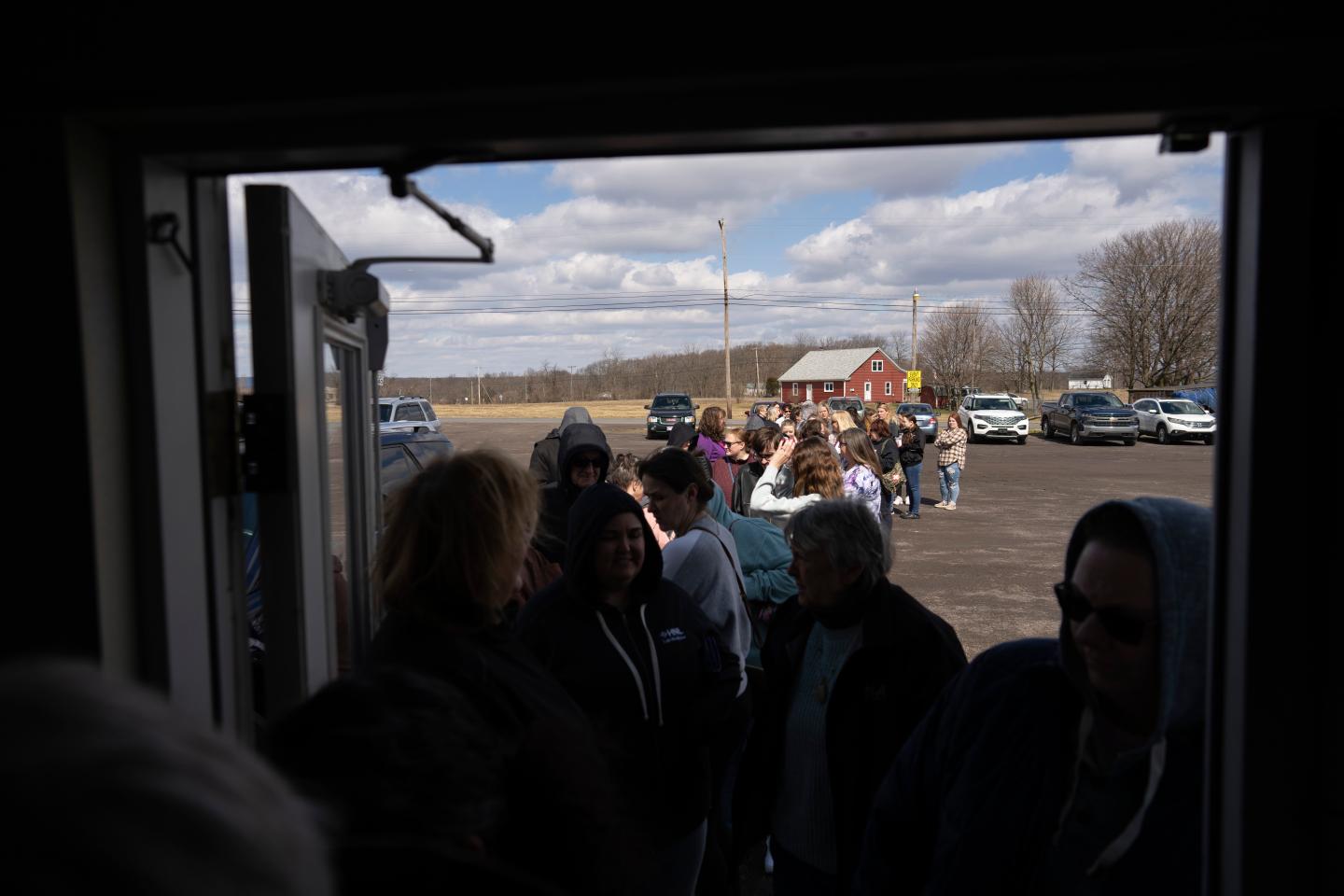Ticket holders line up before the doors open for the sold-out "Drag Bingo" fundraiser at the Nescopeck Township Volunteer Fire Company Social Hall, in Nescopeck, Pa., Saturday, March 18, 2023, to raise money for a new roof for the Berwick Theater and Center for Community Arts, in Berwick, Pa.
