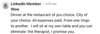 Inappropriate LinkedIn message 