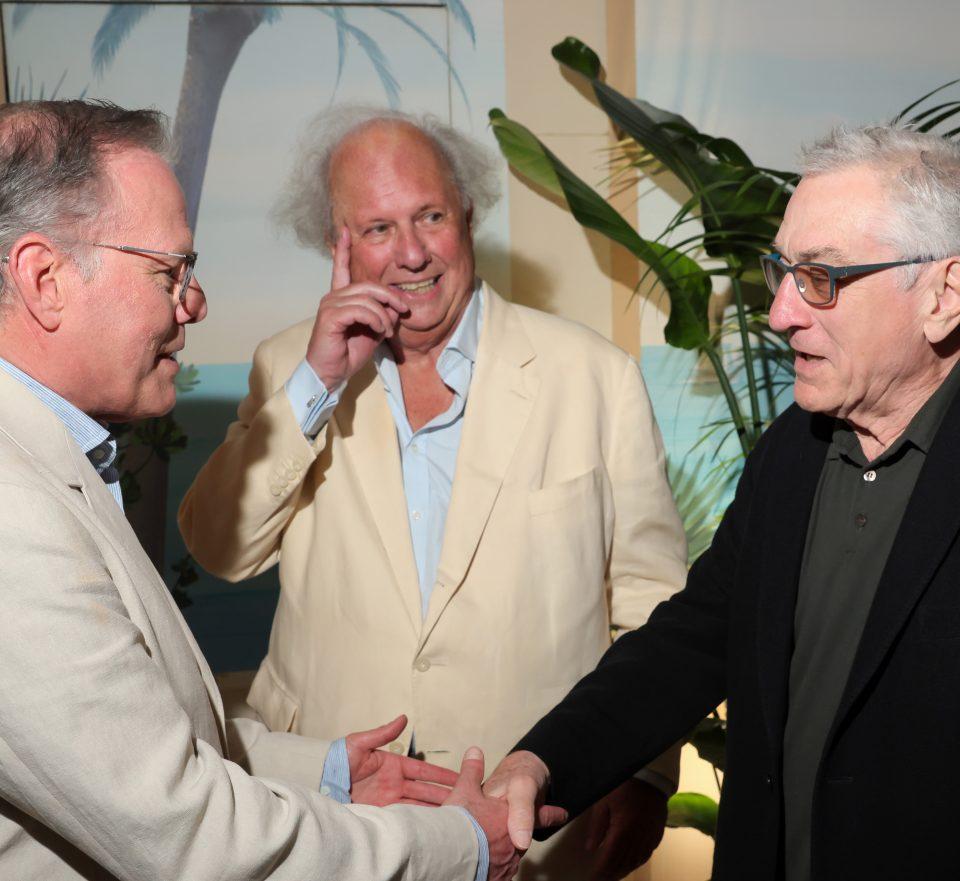 (L-R) David Zaslav, Graydon Carter, Robert De Niro and Tiffany Chen attend the Cannes Film Festival Air Mail Party at Hotel du Cap-Eden-Roc on May 23, 2023 in Cap d'Antibes, France.