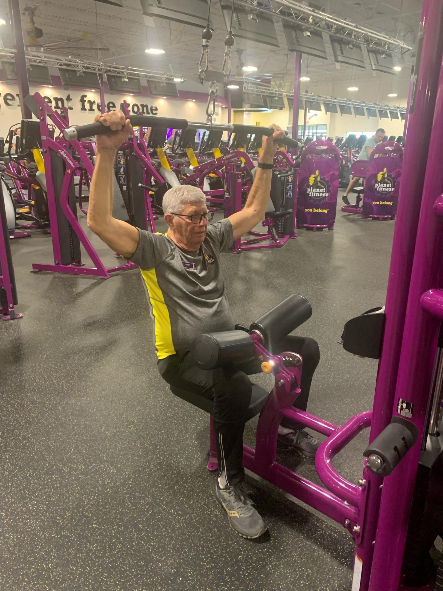 81-year-old fitness trainer Harry King exercises about five times a week.