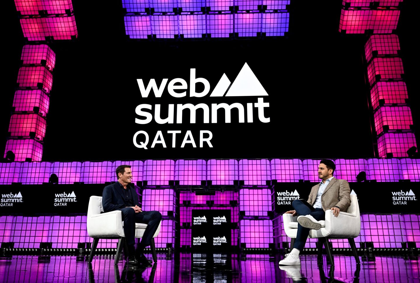 Kevin Mayer, Co-CEO, Candle Media, left, and Massimo Marioni, Europe News Editor, Fortune Magazine on Centre stage